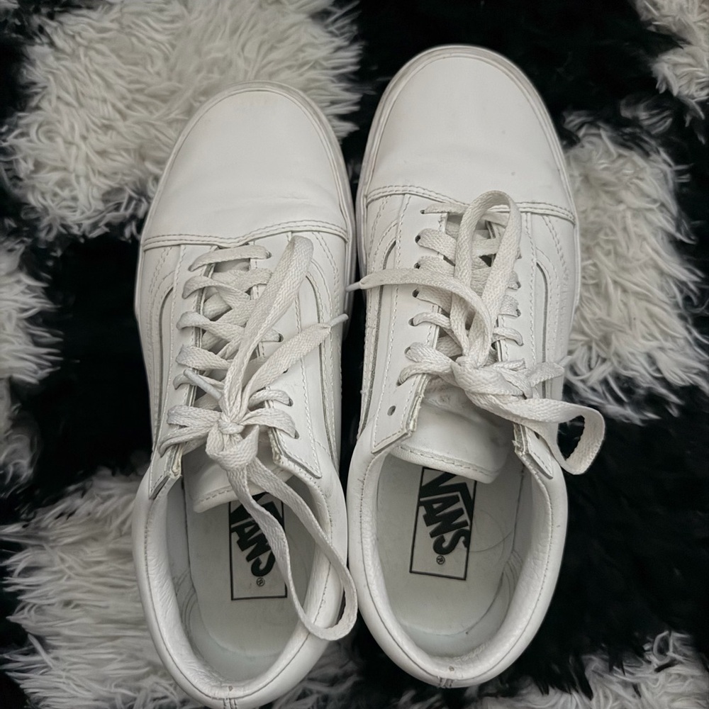 Vans White Leather Low-Top Sneakers
